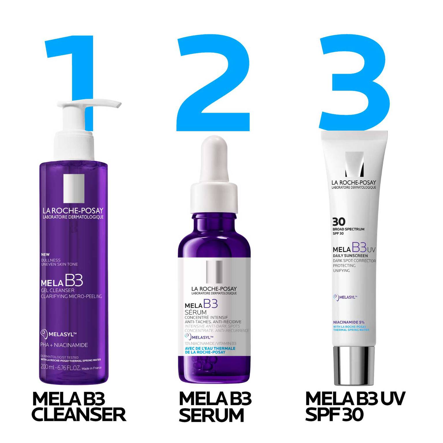 mela-b3-dark-spot-serum-with-melasyltm-niacinamide-l0 LaRochePosay-Product-MelaB3-MelaB3Cleanser-200ml-03337875890069-Routine_1500x1500_REV.jpg
